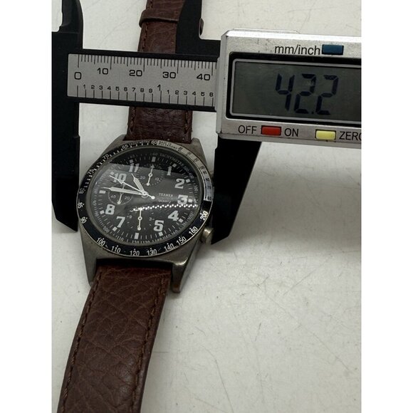 Bijoux Terner Men's Quartz Watch K-10635 Nickel Free Multidial Tachymetre Brown - Picture 5 of 7